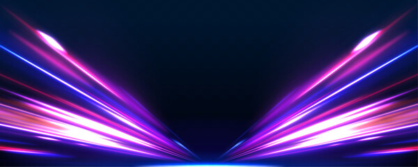 Poster - Horizontal speed lines connection vector background. Futuristic dynamic motion technology blue glowing lines air flow effect.	