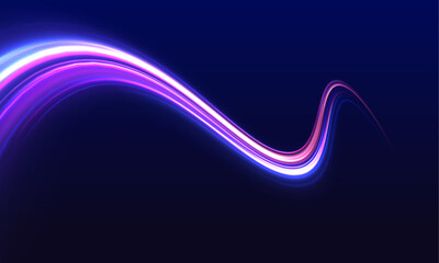 Fototapete - Illustration of light ray, stripe line with blue light, speed motion background. Radial color spirals. Vector blue glowing lines air flow effect.	

