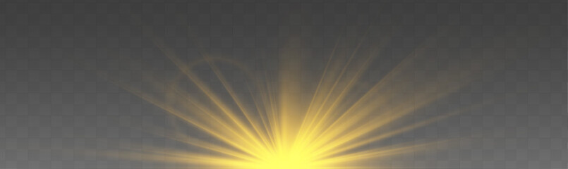 Wall Mural - yellow dust sparks, golden stars, bokeh gold light. golden light explosion isolated on dark backgrou