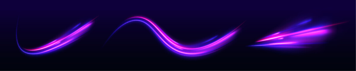 Wall Mural - long exposure of motorways as speed. neon spiral lines in yellow blue and purple colors. image of sp