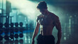 © Valeri - athletic male body against the background of a gym
