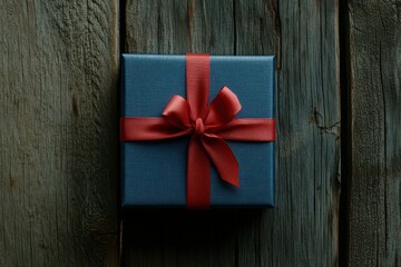 Wall Mural - Elegant Gift Box on Rustic Wood Background