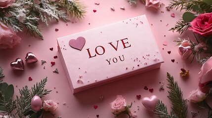 Wall Mural - elegant love card with heart arrow symbol and valentinethemed accents set on a pink background perfe