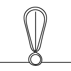 Wall Mural - Continuous linear drawing of exclamation mark. Single-line drawing of an exclamation mark. Exclamation mark in one line style. Vector illustration.