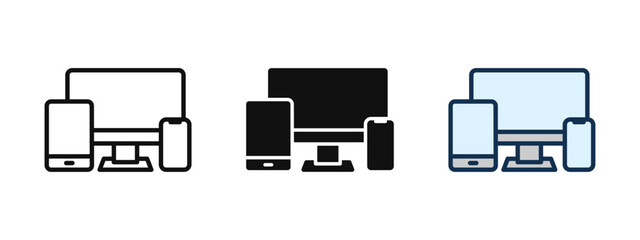responsive design icon. electronic devices icon set. computer, laptop, tablet, phone symbol. desktop