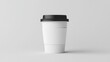 © Thirawat - Elegant white coffee cup mockup with a blank sleeve, set against a simple plain background for clear and professional product presentations