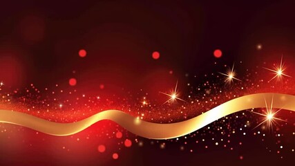 Wall Mural - red velvet waves sparkling with golden bokeh lights creating an elegant festive backdrop for christm