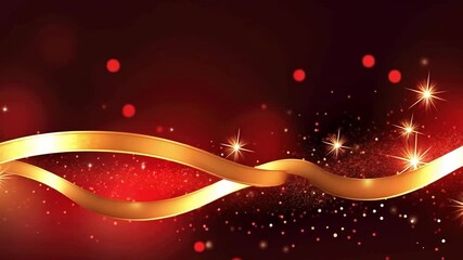 Wall Mural - red velvet waves sparkling with golden bokeh lights creating an elegant festive backdrop for christm