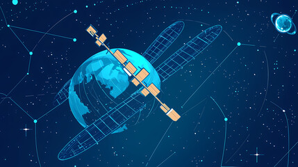 Global satellite internet communications concept vector image