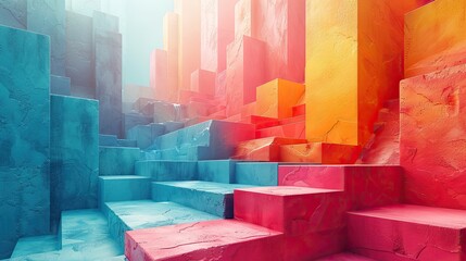 Wall Mural - Abstract geometric backgrounds combine 2D and 3D elements to create a striking and modern visual design.