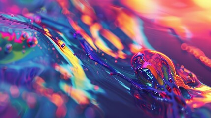 Wall Mural - Colorful abstract patterns created by light reflections on fluid surfaces during a creative art session