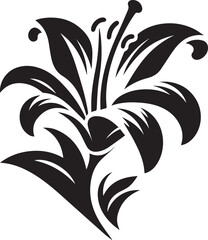 Lily flower silhouette black vector design