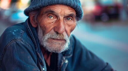 photograph of An older homeless man 