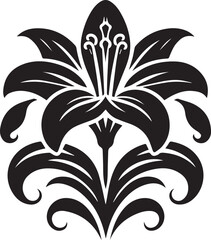 Lily flower silhouette black vector design