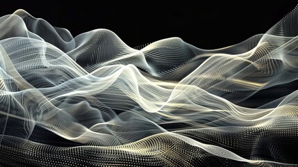 Wall Mural - Soft, flowing waves of light create an ethereal atmosphere against a dark background