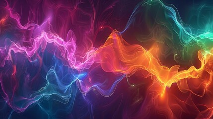 Wall Mural - Colorful abstract waves of light display intricate patterns and vibrant hues in a mesmerizing artwork for visual enjoyment