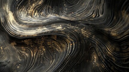 Wall Mural - abstract swirl of dark and metallic colors showcasing intricate patterns and textures in a minimalis