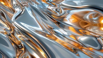 Wall Mural - Fluid metallic design with shimmering reflections and vibrant colors in abstract art style