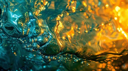 Wall Mural - vibrant interplay of blue and orange water reflections creating an abstract display of light and mov