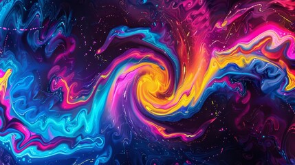 Wall Mural - Vibrant swirling abstract patterns in bright colors showcasing artistry in fluid shapes and forms during a digital art creation process