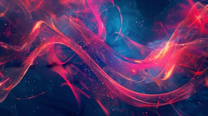 Wall Mural - colorful abstract wave pattern flowing through a cosmic background with glowing lights and vibrant h