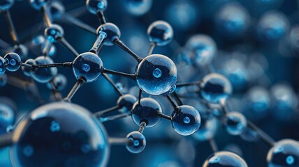 Abstract Molecular Structure on Blue Background