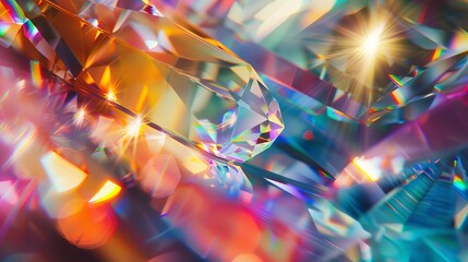 Wall Mural - colorful crystal texture reflecting light in a vibrant display of vibrant hues and intricate pattern