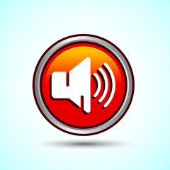 Volume Icon Design Illustration, Sound Icon For Apps and Websites, Orange Color Round Button Design