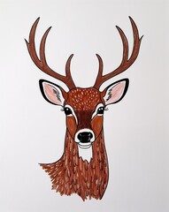 hand drawing Deer clipart on plain white background