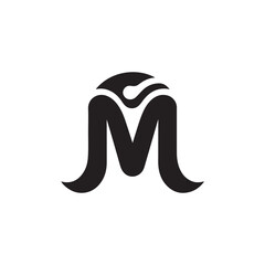 Stylish and creative letter M silhouette icon