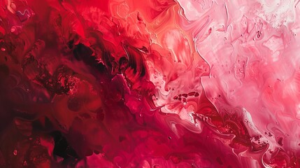 Wall Mural - Abstract artwork featuring vibrant red and pink colors blending in dynamic swirls and textures, capturing movement and emotion