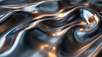 Wall Mural - reflection on a textured metallic surface creates dynamic light patterns and a fluid appearance in a