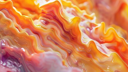 Wall Mural - Abstract patterns of flowing orange and gold textures illuminated by light create a vibrant and dynamic composition