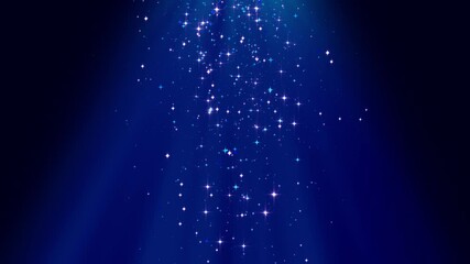 Wall Mural - blue shiny stars glitter and particles falling and light flare animation , abstract new year, and christmas, social media motion background