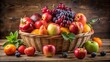 © kansak01 - Brighten your home decor with this vibrant fruit basket filled with fresh apples, oranges, and grapes. A perfect blend of color and freshness for any setting.