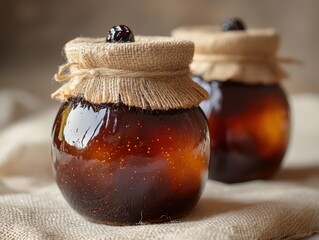 Wall Mural - a jar of apple butter commonly served on thanksgiving isolated on white background.