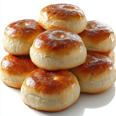Wall Mural - a stack of thanksgiving dinner rolls isolated on white background.