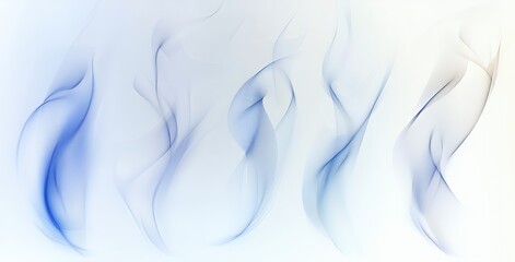 Poster - Abstract blue and white smoke swirls on a white background.