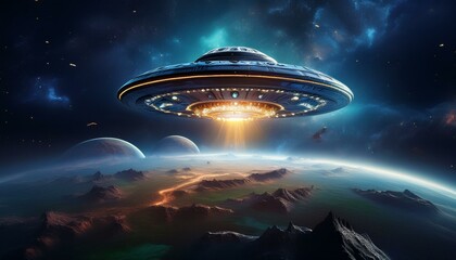 Wall Mural - ufo alien invasion on earth