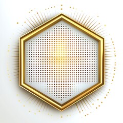 Wall Mural - Gold hexagon frame on a white background.