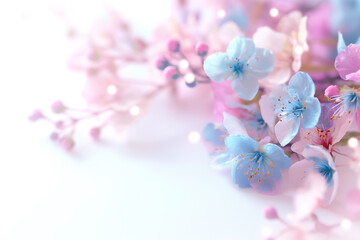 Sticker - A beautiful arrangement of pastel-colored flowers softly contrasts with a bright white backdrop, evoking a sense of calm and tranquility in a serene environment