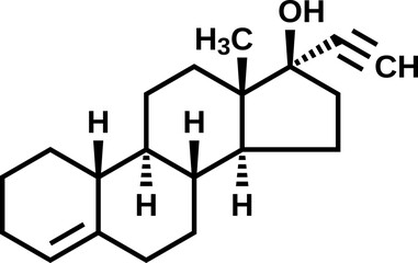 Sticker - Lynestrenol structural formula, vector illustration 