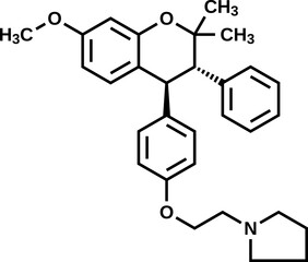 Sticker - Ormeloxifene structural formula, vector illustration