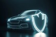 © Dina - Futuristic car with a shield symbol representing security and protection and car insurance