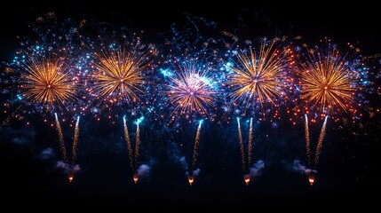 Wall Mural - Colorful Fireworks Explosion on Dark Background