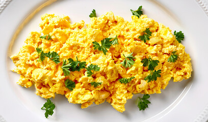 Scrambled eggs on a plate