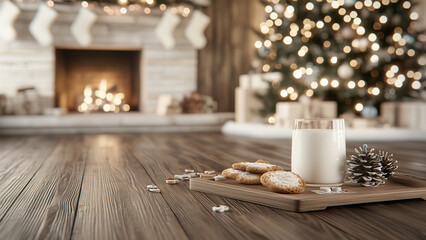 Cozy Christmas Eve, Milk and Cookies by the Fireplace