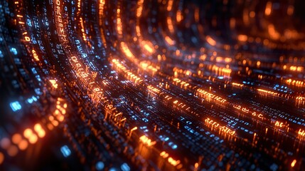 Binary Code Stream with Illuminated Digits