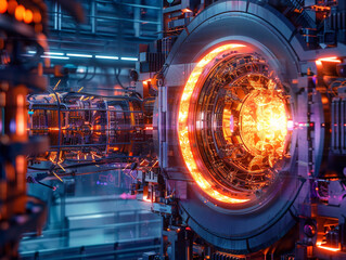 Wall Mural - a futuristic-looking energy generation reactor with a glowing red and orange centre.