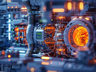 Wall Mural - a futuristic-looking energy generation reactor with a glowing red and orange centre.
